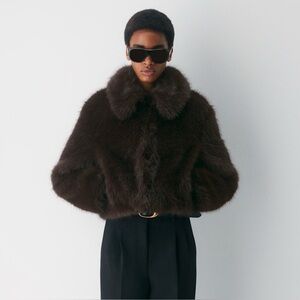 Aritzia Odette Rich Mocha Brown Faux Fur Coat